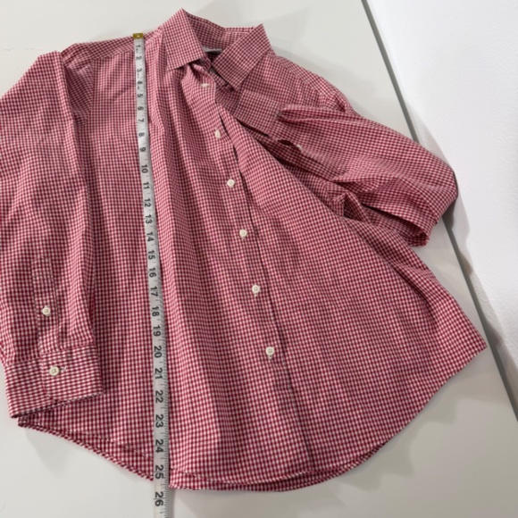 Brooks Brothers Gingham Check Button Collared Pleated Back Red White Blouse 10 - Picture 7 of 7